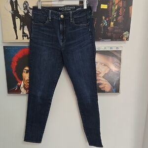 American Eagle Outfitters Dark Indigo High-Rise Super Stretchy Skinny Jeans